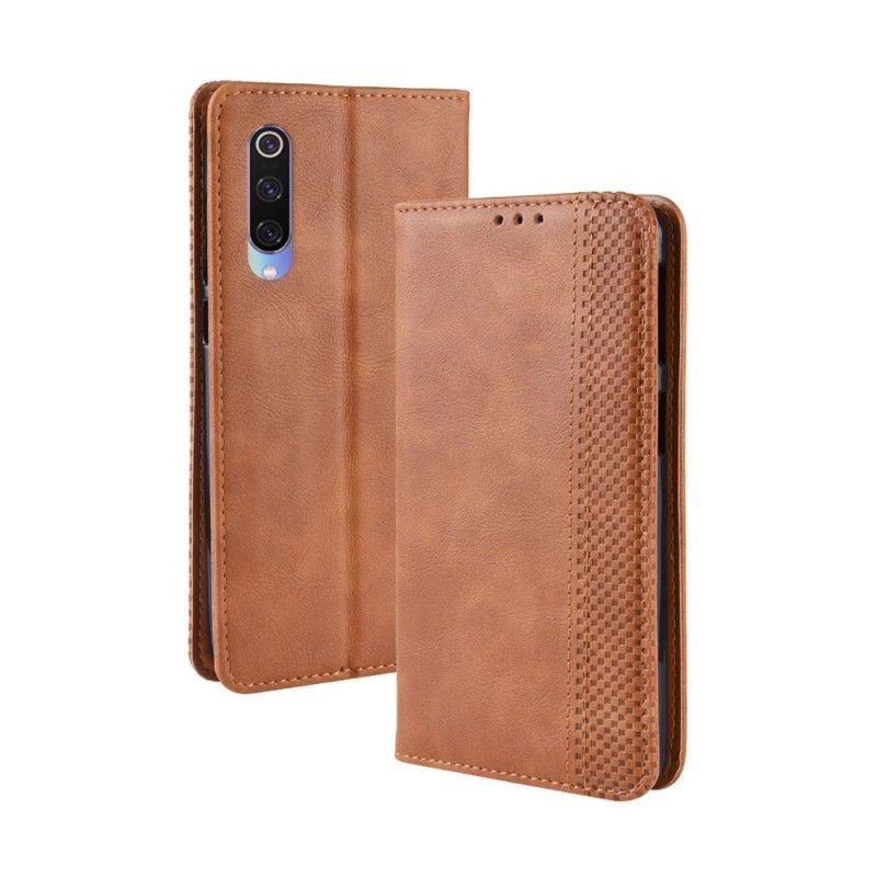 Flip Kotelot Xiaomi Mi 9 Czerwony Czarny Stylizowany Efekt Skóry W Stylu Vintage Etui Ochronne