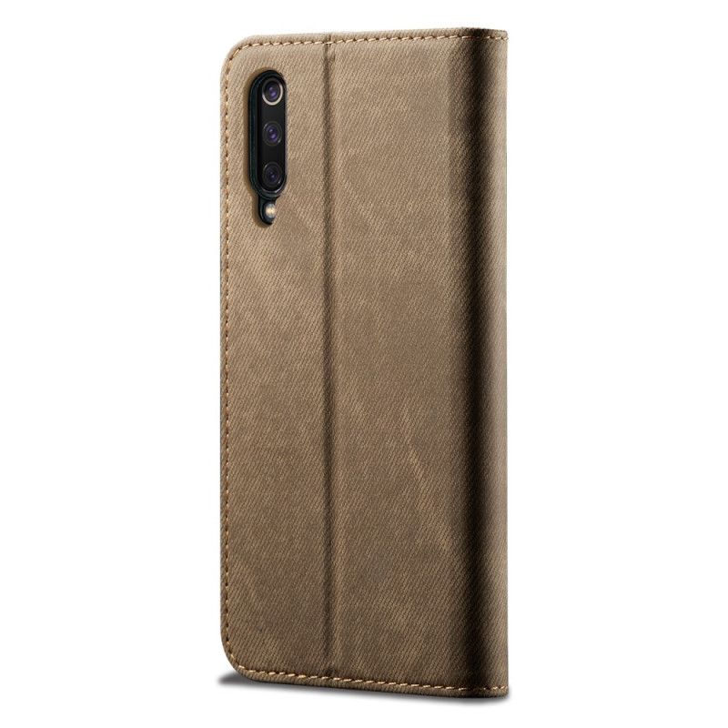 Flip Kotelot Xiaomi Mi 9 Kawa Brązowy Tkanina Dżinsowa Etui Ochronne