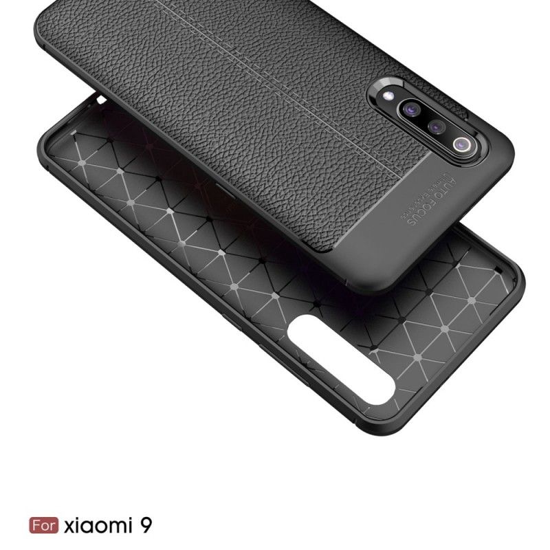 Futerały Xiaomi Mi 9 Czerwony Czarny Etui na Telefon Efekt Skóry Z Podwójną Linią Liczi