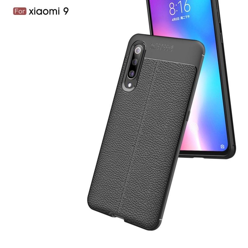 Futerały Xiaomi Mi 9 Czerwony Czarny Etui na Telefon Efekt Skóry Z Podwójną Linią Liczi