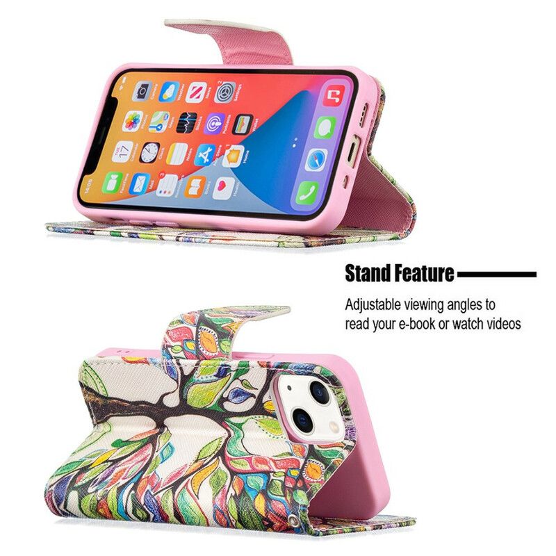 Etui Folio Do Iphone 13 Mini Kolorowe Drzewo