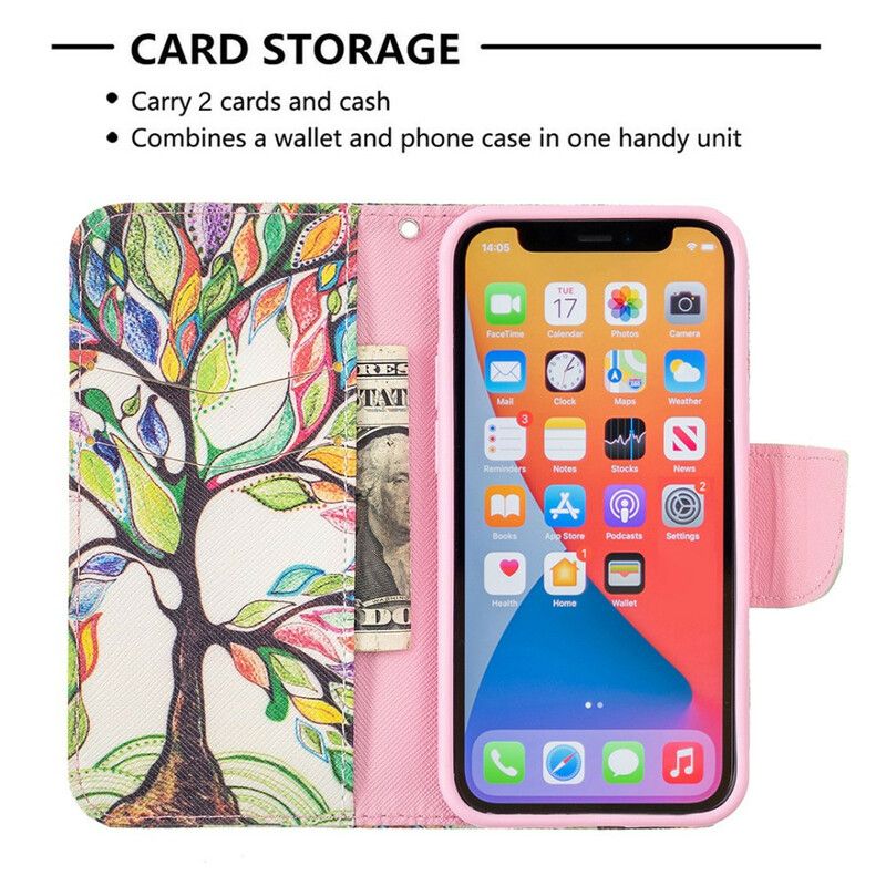 Etui Folio Do Iphone 13 Mini Kolorowe Drzewo