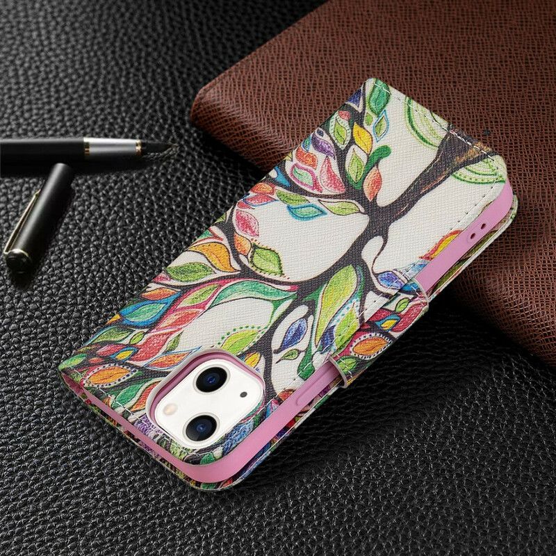 Etui Folio Do Iphone 13 Mini Kolorowe Drzewo