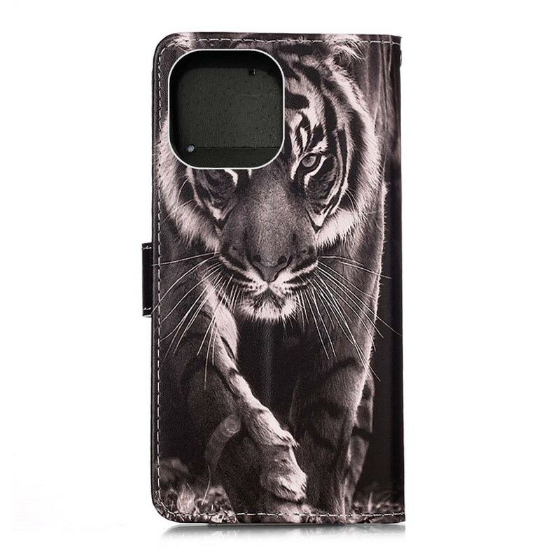 Etui Folio Do Iphone 13 Mini Nocny Tygrys