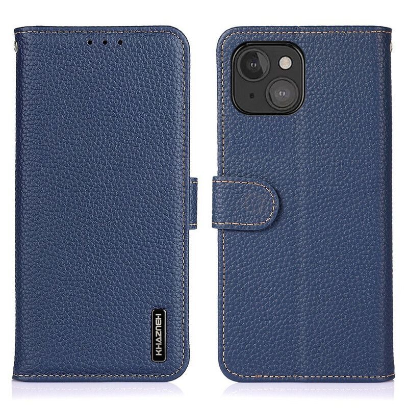 Etui Folio Do Iphone 13 Mini Oryginalna Skóra Khazneh Litchi