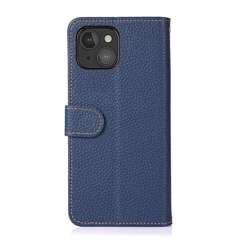 Etui Folio Do Iphone 13 Mini Oryginalna Skóra Khazneh Litchi