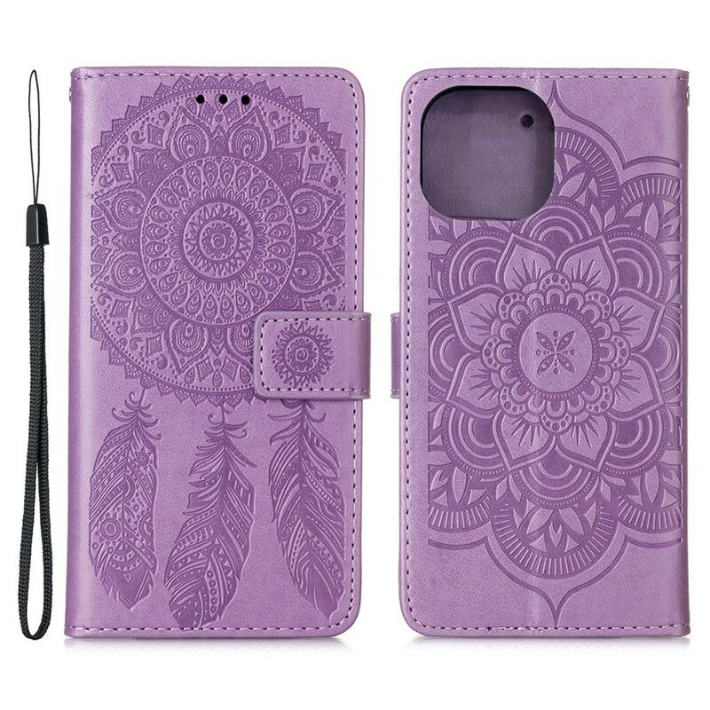 Etui Folio Do Iphone 13 Mini Wydrukowany Łapacz Snów I Pasek