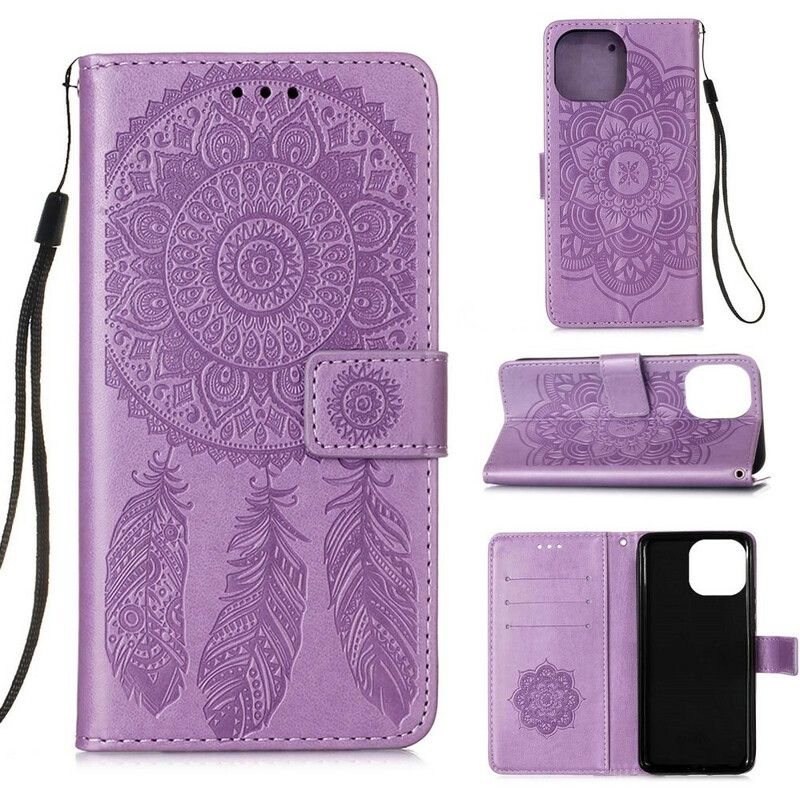 Etui Folio Do Iphone 13 Mini Wydrukowany Łapacz Snów I Pasek