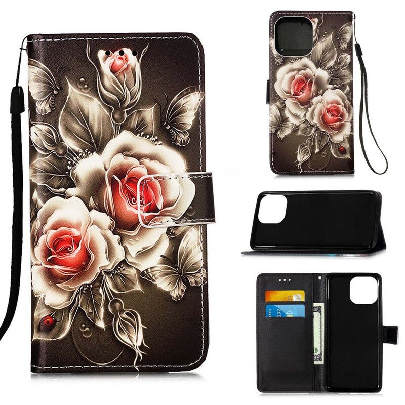 Etui Folio Do Iphone 13 Mini Złote Róże