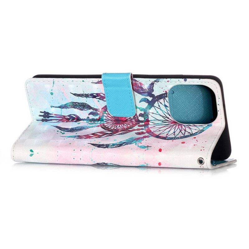 Etui Folio Iphone 13 Mini Akwarela Łapacz Snów Etui Ochronne