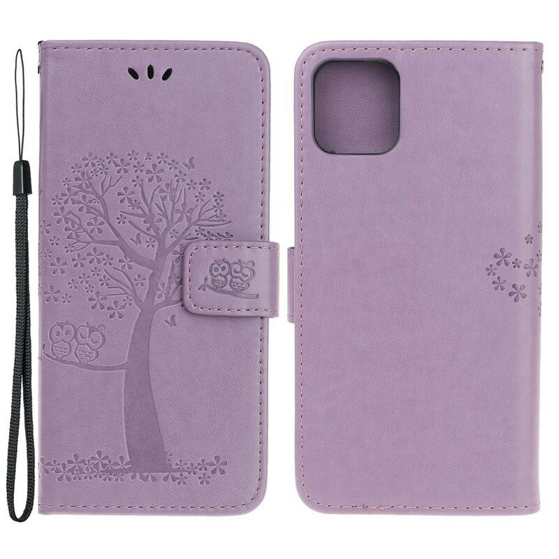 Etui Folio Iphone 13 Mini Drzewo I Sowy Pasiaste Etui Ochronne