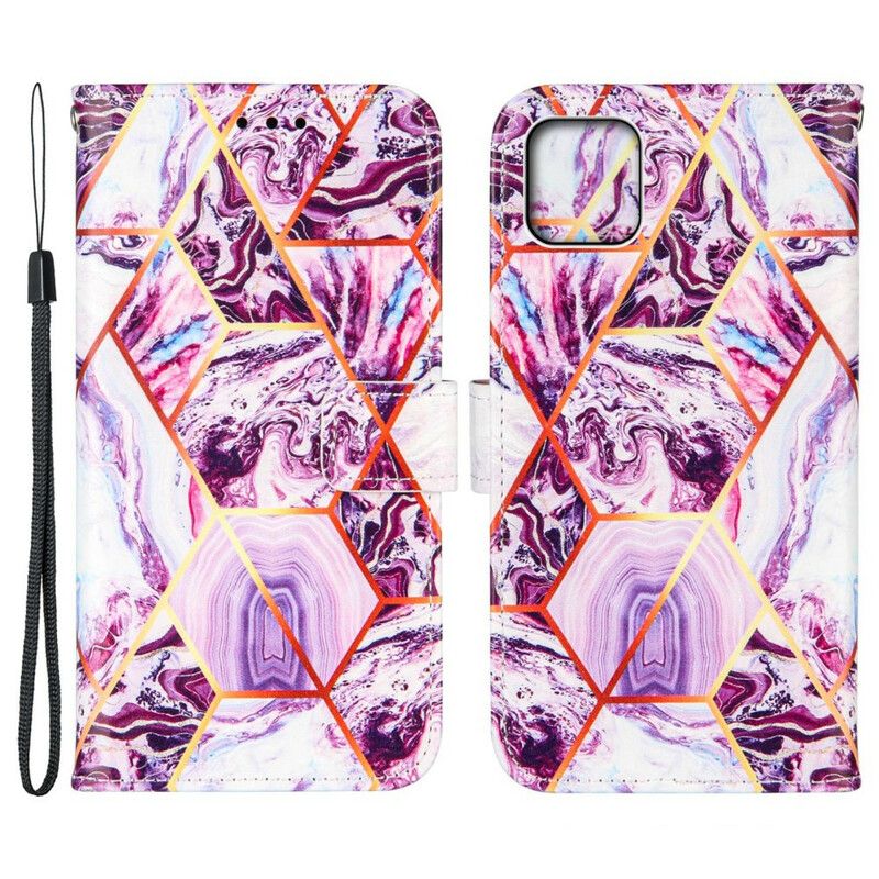 Etui Folio Iphone 13 Mini Geometryczny Marmur Etui Ochronne