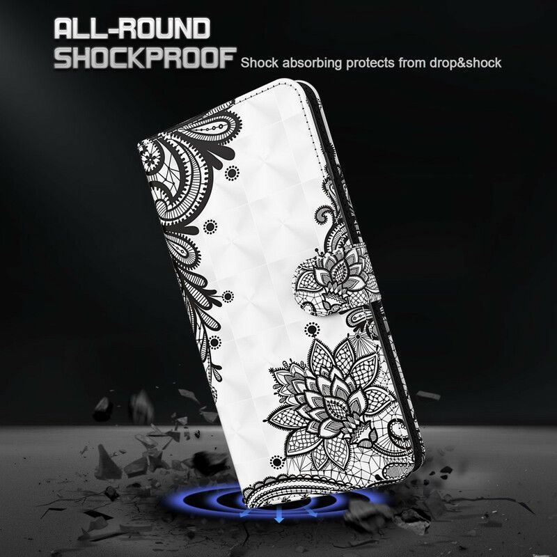 Etui Folio Iphone 13 Mini Kwiaty Koronki Etui Ochronne