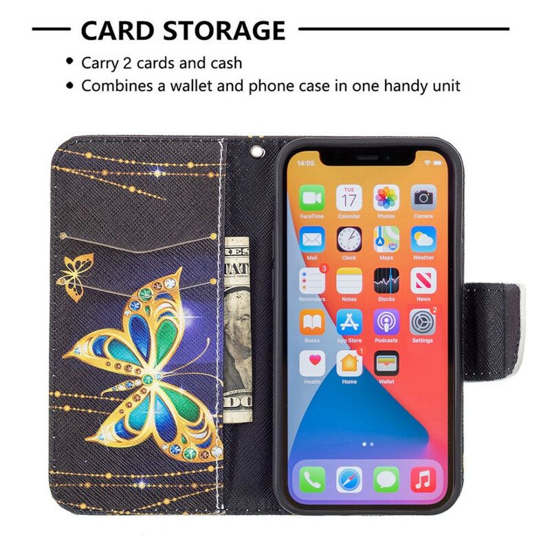 Etui Folio Iphone 13 Mini Magiczny Motyl Etui Ochronne