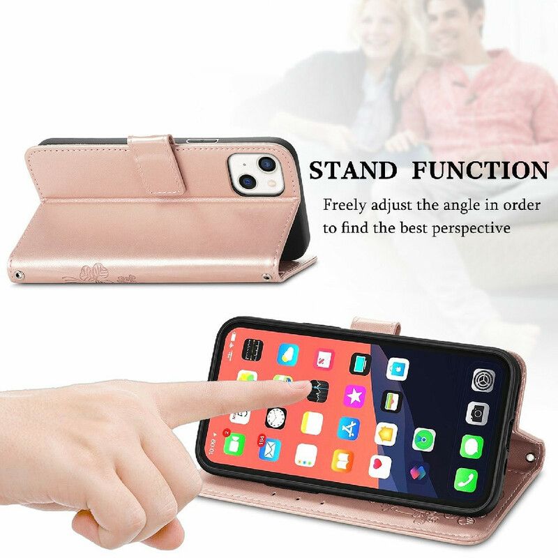 Etui Folio Iphone 13 Mini Motyle I Kwiaty Pasiaste Etui Ochronne