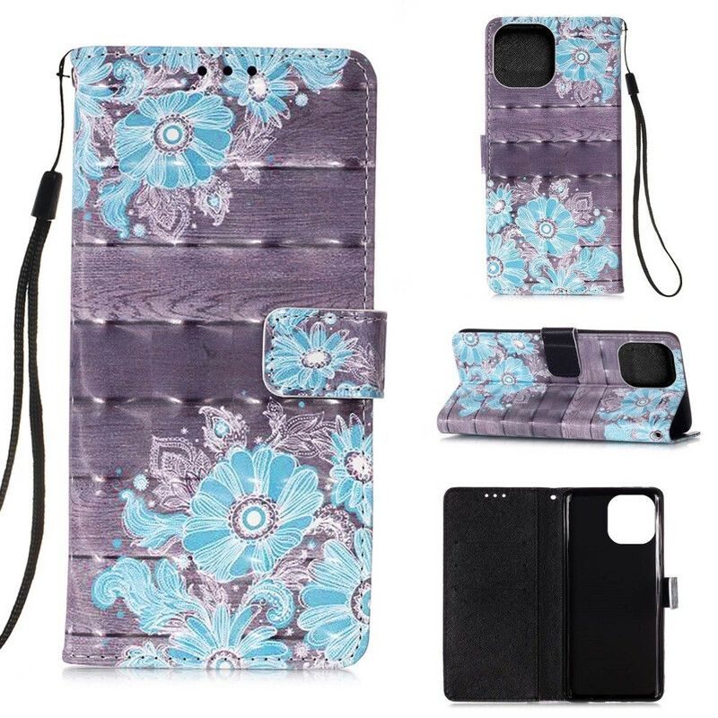 Etui Folio Iphone 13 Mini Niebieskie Kwiaty