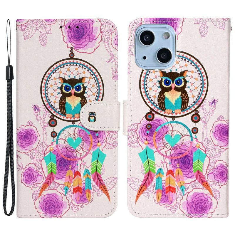 Etui Folio Iphone 13 Mini Sowa Mandala Z Paskiem