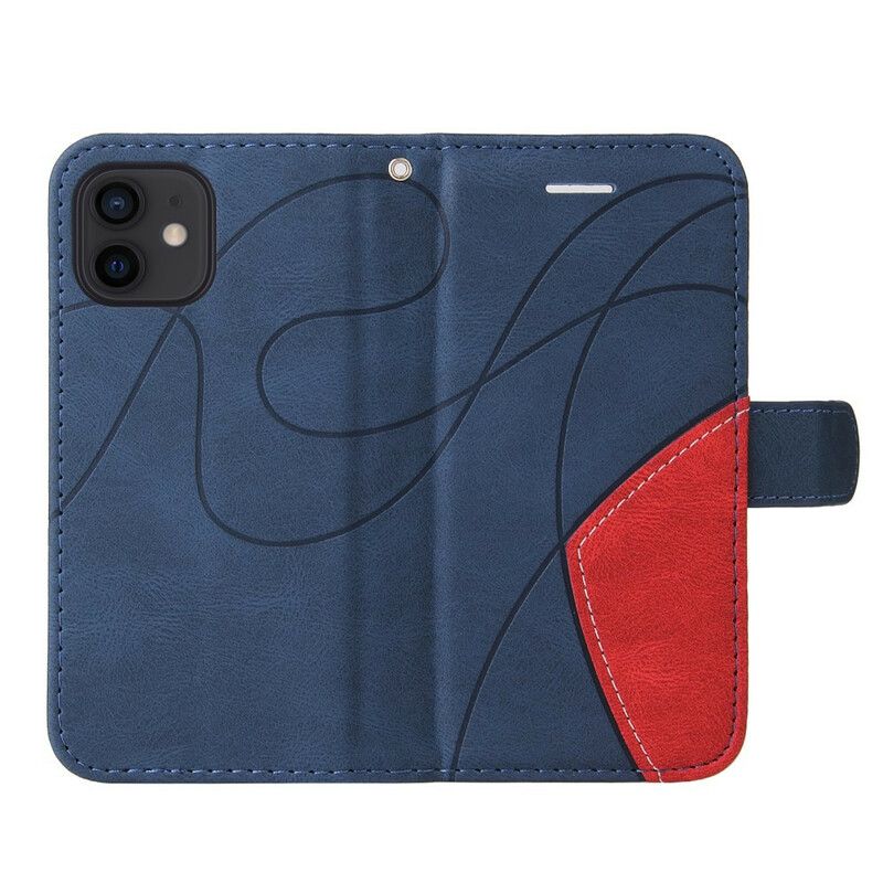 Etui Folio Iphone 13 Mini Sygnatura Dwukolorowa Sztuczna Skóra Etui Ochronne