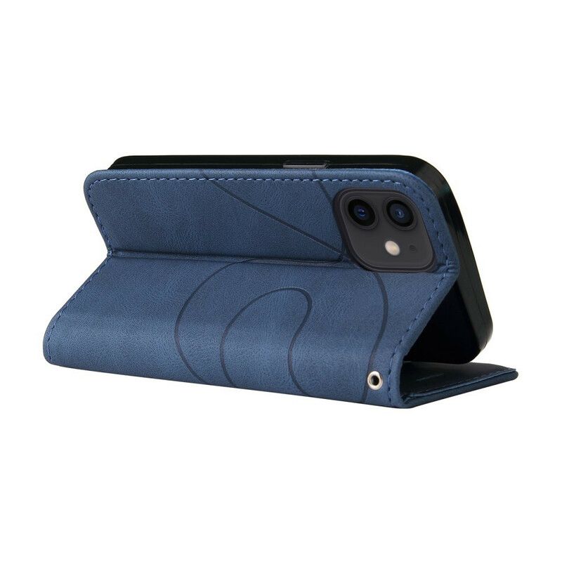 Etui Folio Iphone 13 Mini Sygnatura Dwukolorowa Sztuczna Skóra Etui Ochronne