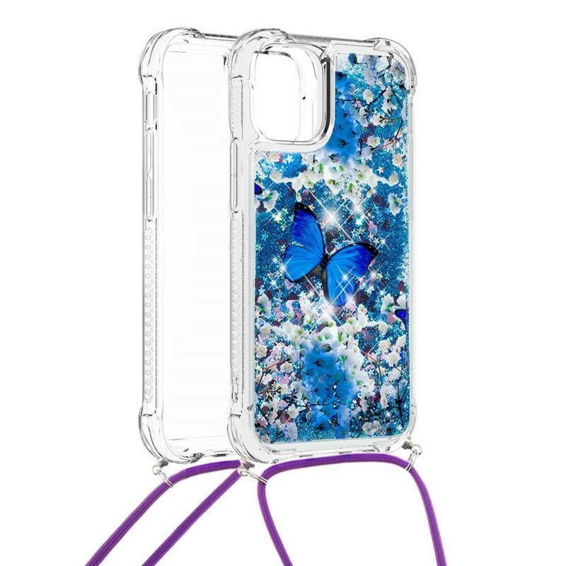 Etui Iphone 13 Mini Motyl Cekinowy Sznurek Etui Ochronne