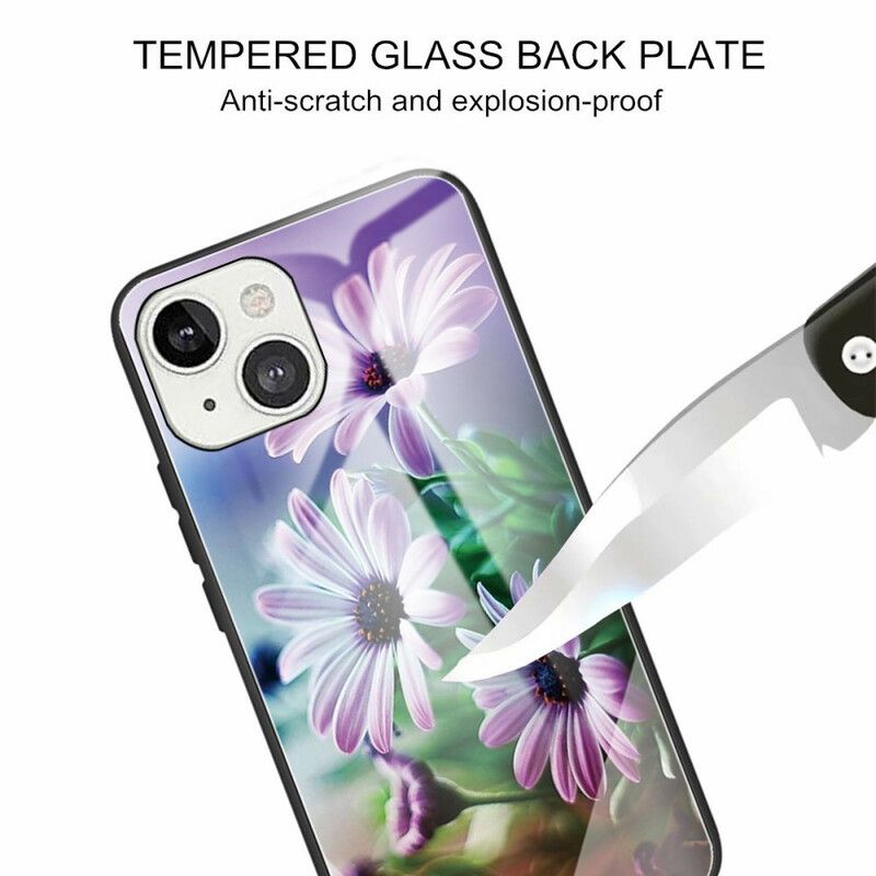 Etui Iphone 13 Mini Realistyczne Kwiaty Ze Szkła Hartowanego