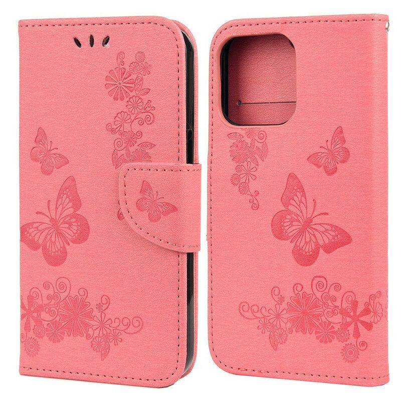 Skórzany Futerał Iphone 13 Mini Etui Na Telefon Splendid Strap Motyle