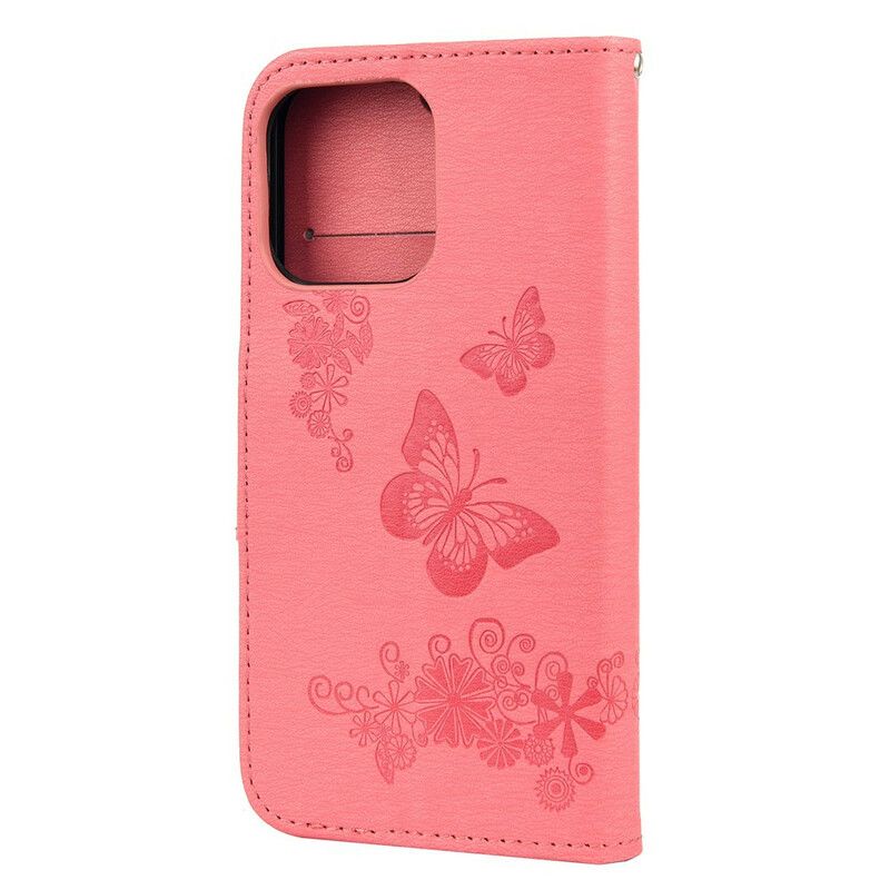 Skórzany Futerał Iphone 13 Mini Etui Na Telefon Splendid Strap Motyle