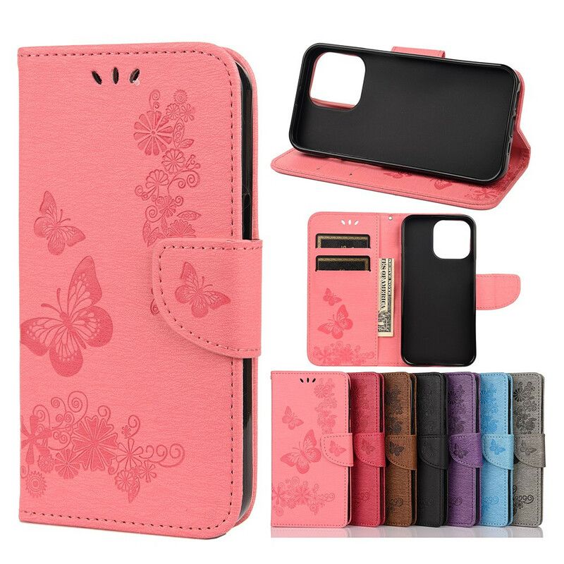 Skórzany Futerał Iphone 13 Mini Etui Na Telefon Splendid Strap Motyle