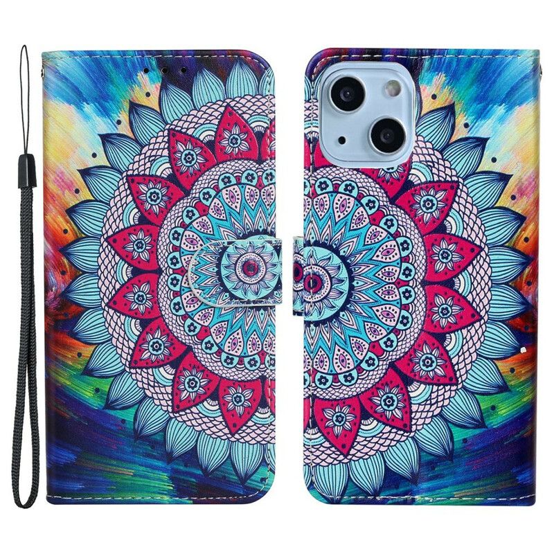 Skórzany Futerał Iphone 13 Mini Etui Na Telefon Ultra Kolorowa Mandala