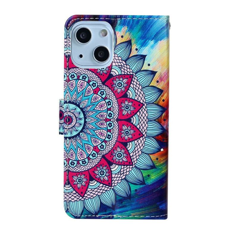 Skórzany Futerał Iphone 13 Mini Etui Na Telefon Ultra Kolorowa Mandala