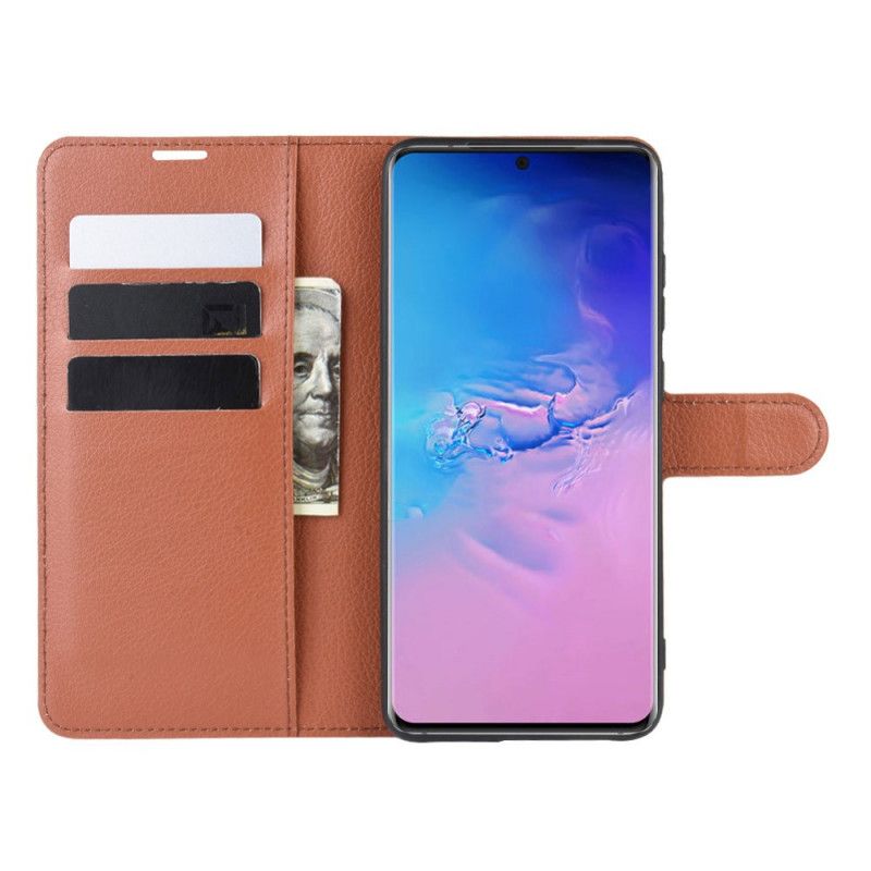 Etui Folio Samsung Galaxy S20 Ultra Biały Czarny Klasyczny Efekt Skóry Liczi Etui Ochronne