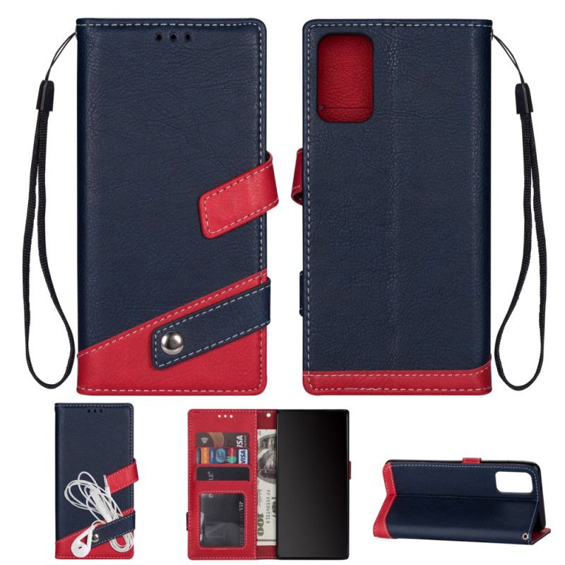 Etui Folio Samsung Galaxy S20 Ultra Ciemnoniebieski Dwukolorowy Uchwyt Na Słuchawki Etui Ochronne