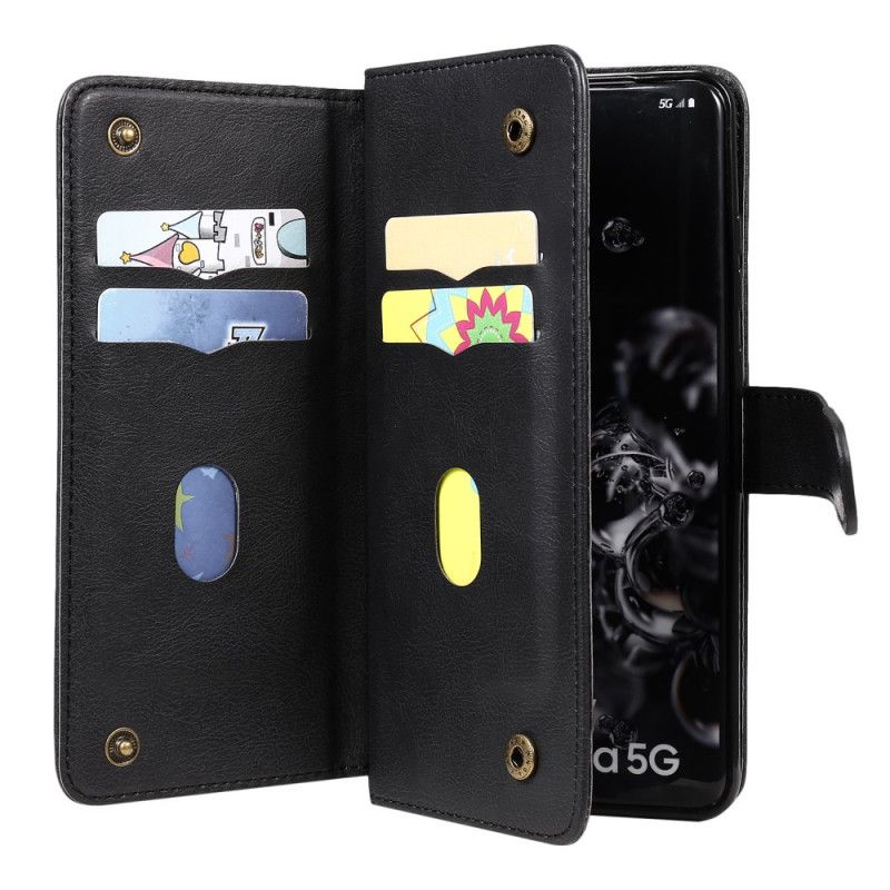 Etui Folio Samsung Galaxy S20 Ultra Granatowy Czarny Wielofunkcyjne Etui Na 10 Kart Etui Ochronne