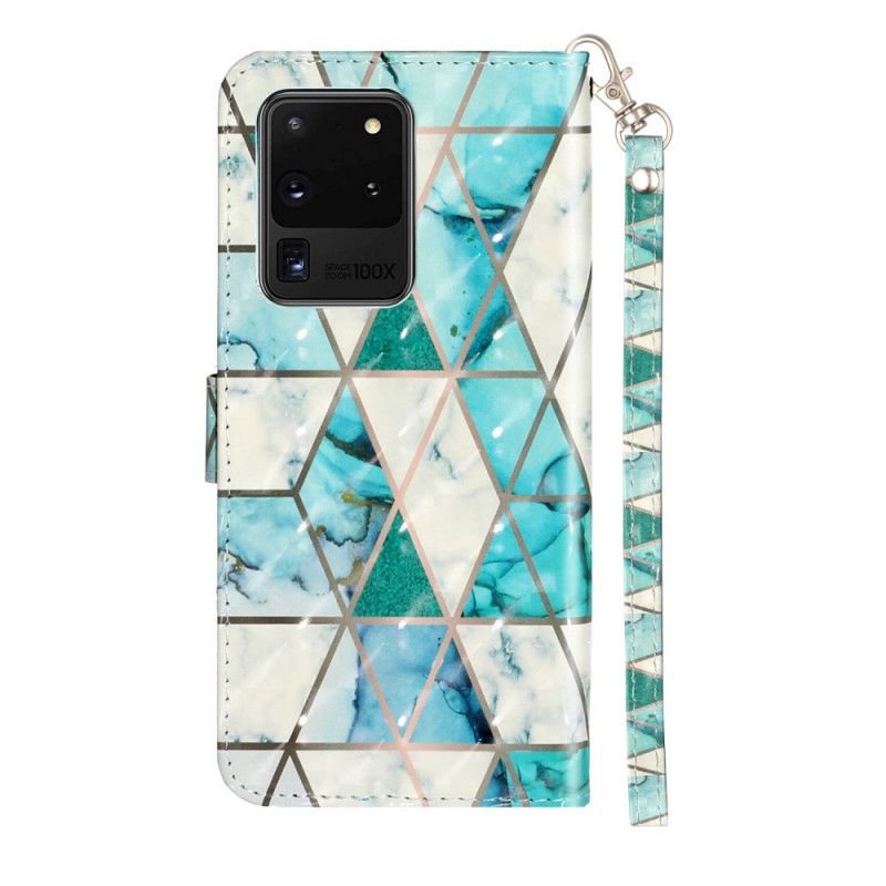 Etui Folio Samsung Galaxy S20 Ultra Marmurowe Punkty Świetlne Z Paskiem Etui Ochronne