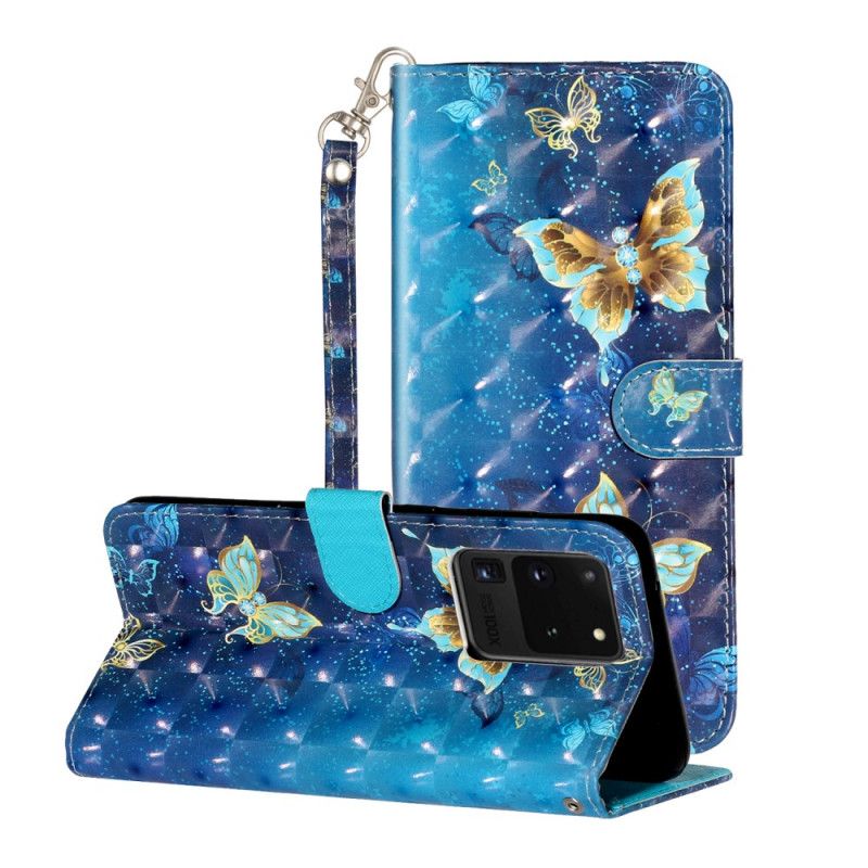 Etui Folio Samsung Galaxy S20 Ultra Motyle Punktowe Z Paskiem Etui Ochronne