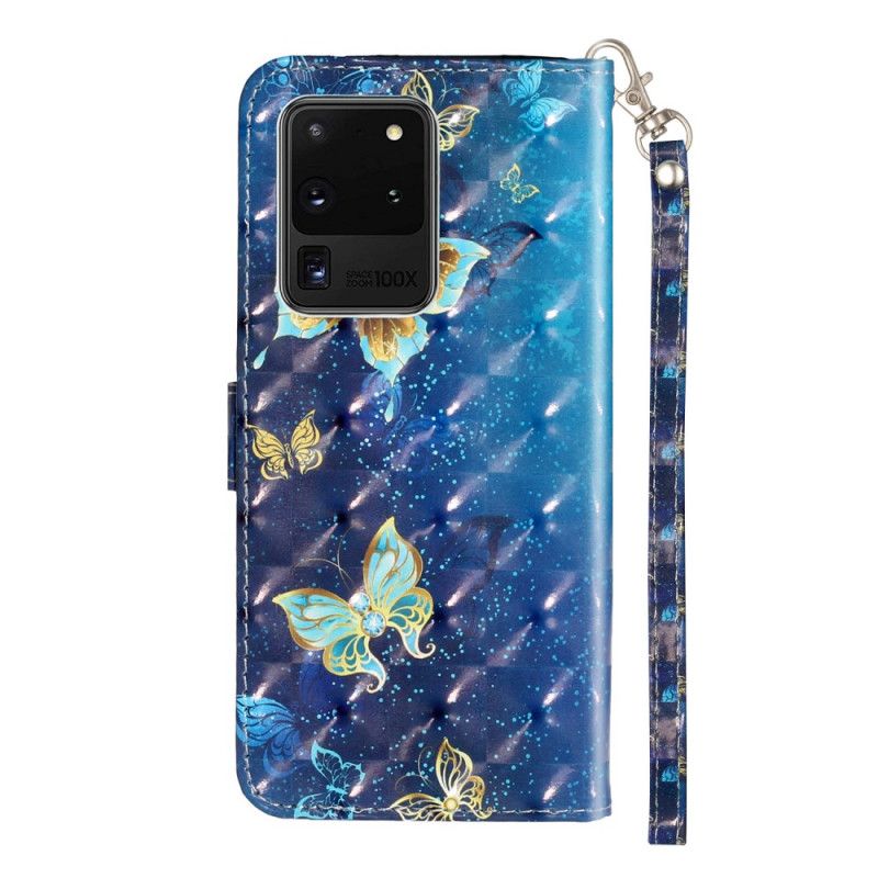 Etui Folio Samsung Galaxy S20 Ultra Motyle Punktowe Z Paskiem Etui Ochronne