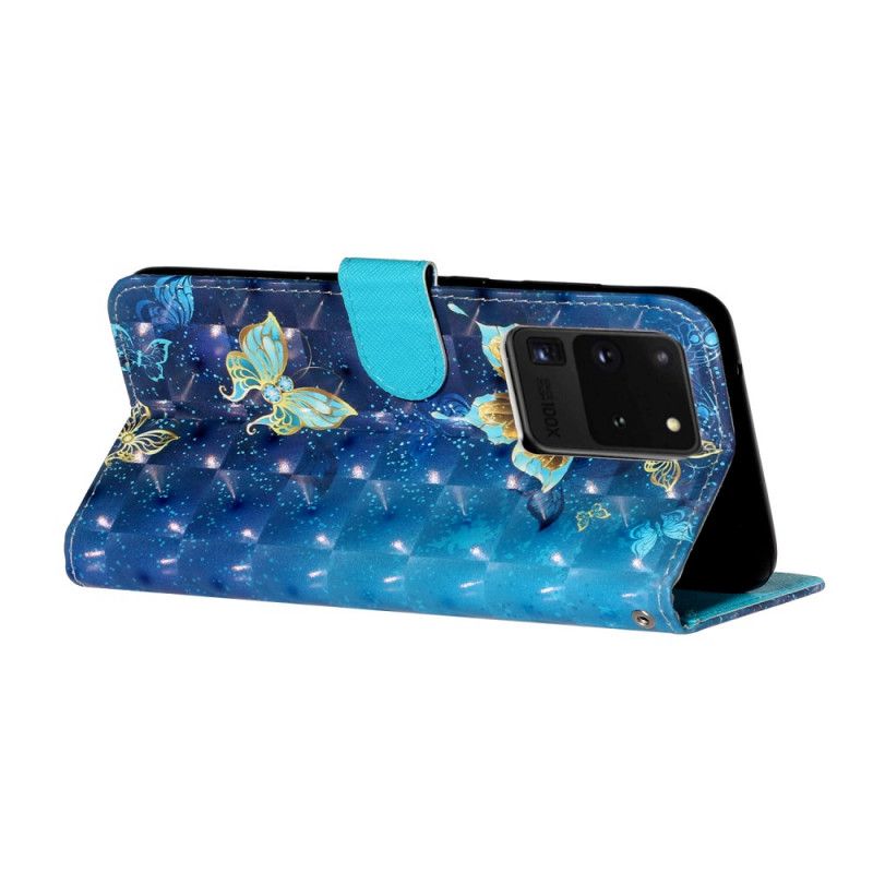 Etui Folio Samsung Galaxy S20 Ultra Motyle Punktowe Z Paskiem Etui Ochronne