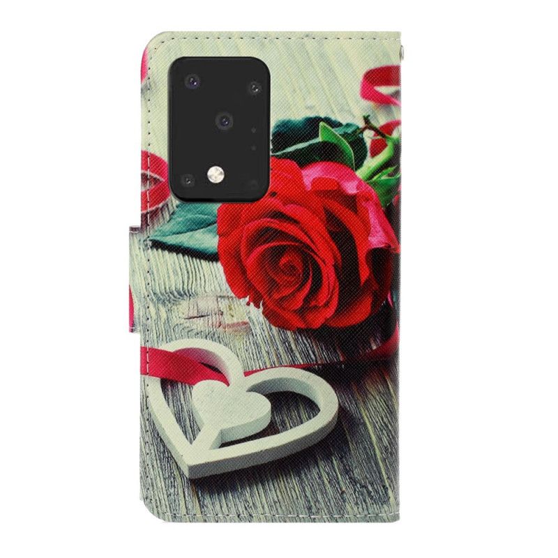 Etui Folio Samsung Galaxy S20 Ultra Romantyczny Róż Ze Stringami Etui Ochronne