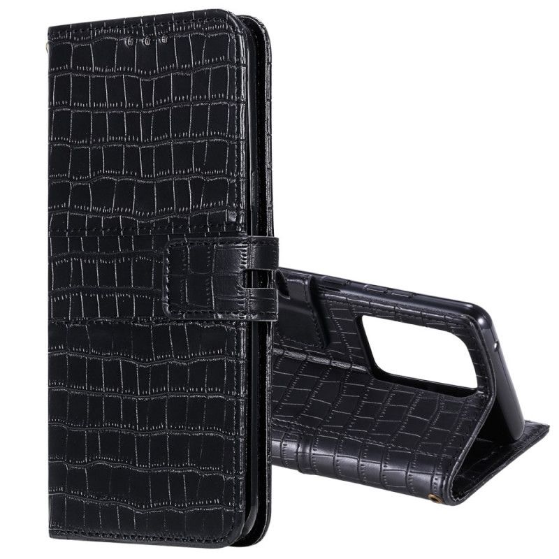 Etui Folio Samsung Galaxy S20 Ultra Różowy Czarny Całkowicie Krokodyl Etui Ochronne