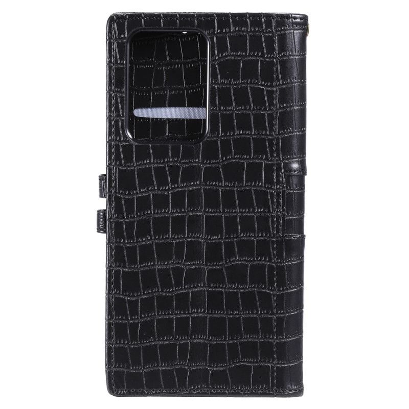 Etui Folio Samsung Galaxy S20 Ultra Różowy Czarny Całkowicie Krokodyl Etui Ochronne