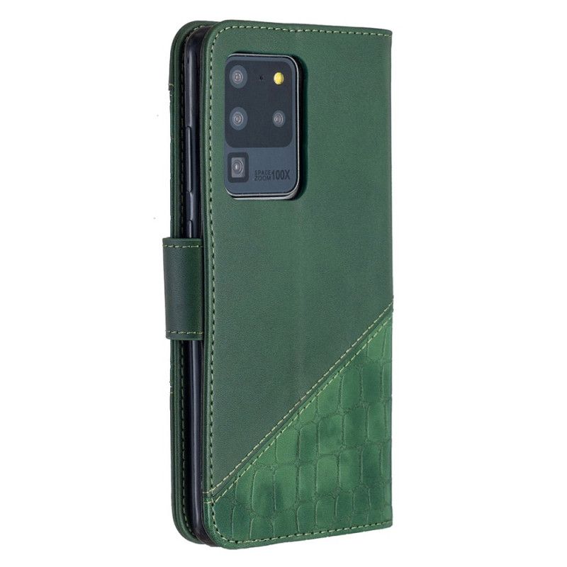 Etui Folio Samsung Galaxy S20 Ultra Szary Czarny Klasyczny Efekt Skóry Krokodyla Etui Ochronne