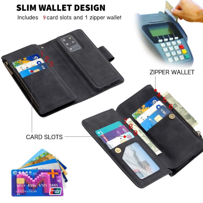 Etui Folio Samsung Galaxy S20 Ultra Szary Czarny Odpinana Osłona Na Zamek