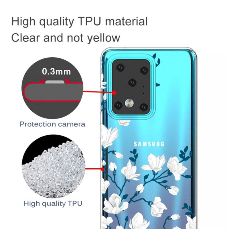 Etui Samsung Galaxy S20 Ultra Białe Kwiaty