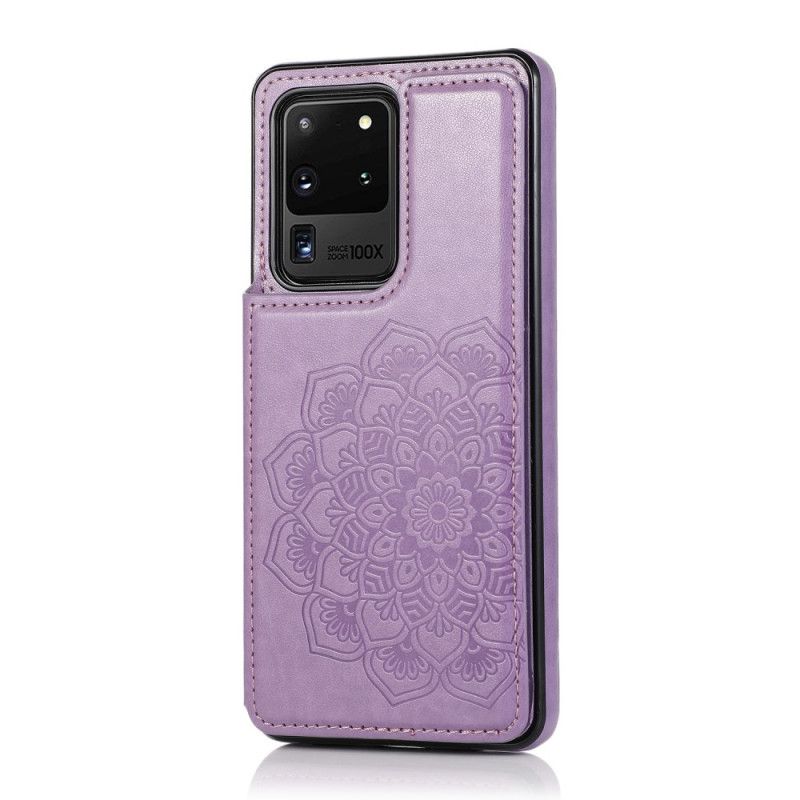 Etui Samsung Galaxy S20 Ultra Jasnoniebieski Szary Etui Na Karty Z Nadrukiem Mandali Etui Ochronne