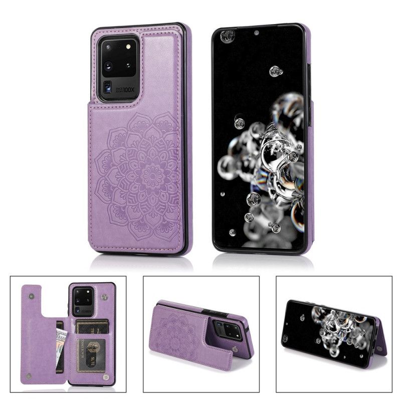 Etui Samsung Galaxy S20 Ultra Jasnoniebieski Szary Etui Na Karty Z Nadrukiem Mandali Etui Ochronne