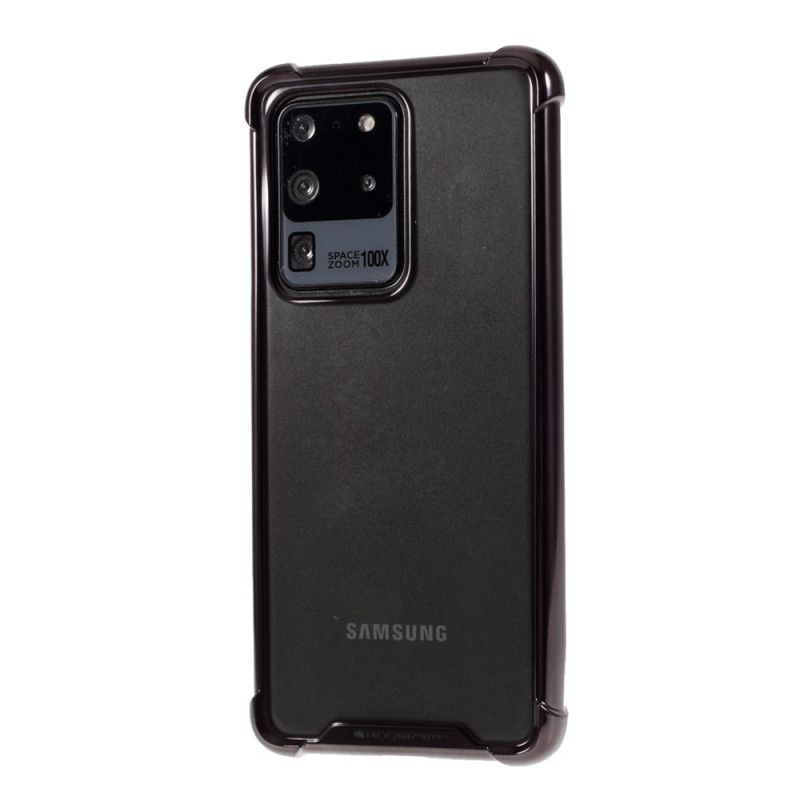 Etui Samsung Galaxy S20 Ultra Srebrny Czarny Przezroczyste Krawędzie W Kolorze Goospery