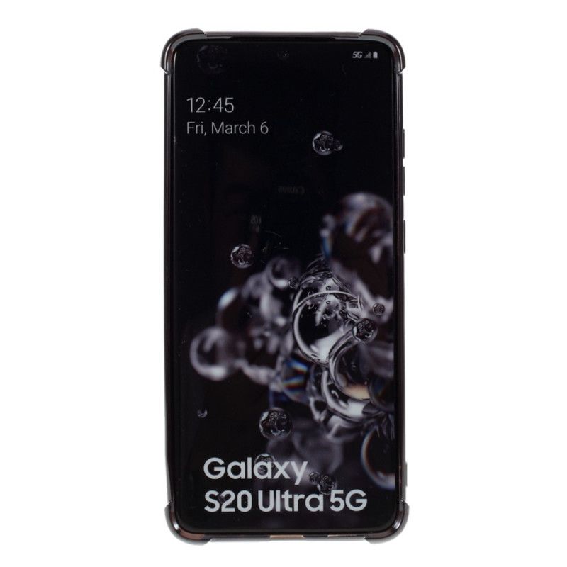 Etui Samsung Galaxy S20 Ultra Srebrny Czarny Przezroczyste Krawędzie W Kolorze Goospery