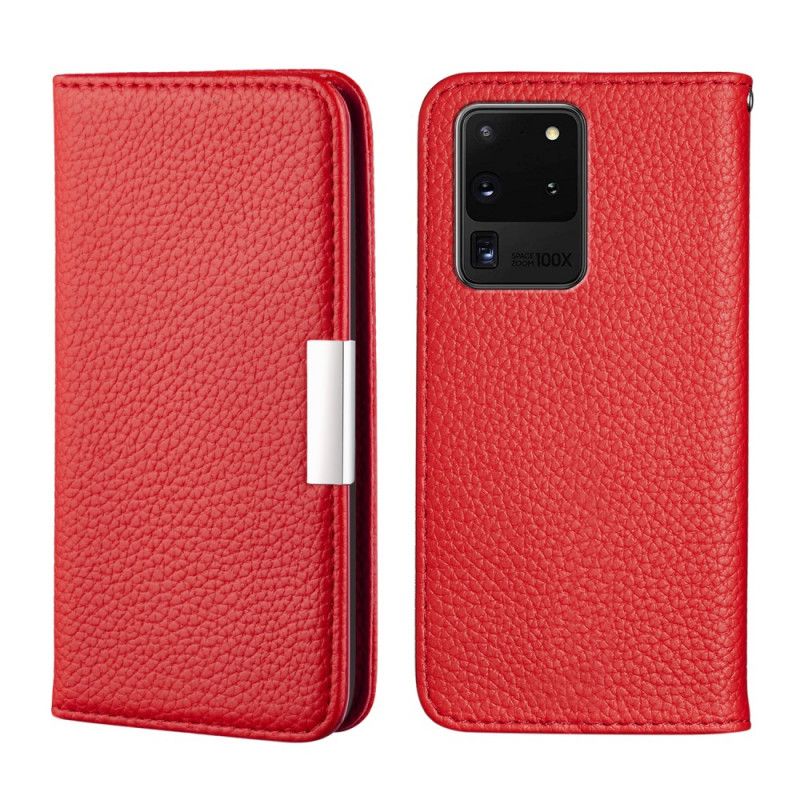 Flip Kotelot Samsung Galaxy S20 Ultra Szary Czarny Etui na Telefon Ultra Elegancka Imitacja Skóry Liczi