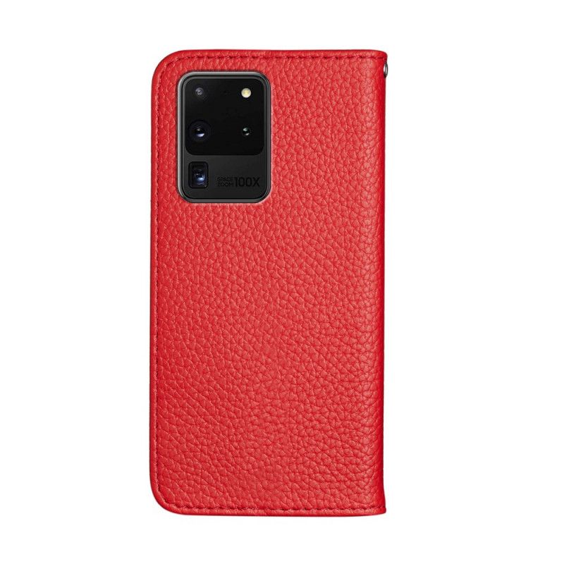 Flip Kotelot Samsung Galaxy S20 Ultra Szary Czarny Etui na Telefon Ultra Elegancka Imitacja Skóry Liczi