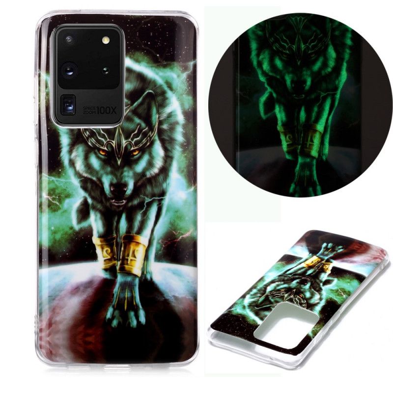 Futerały Samsung Galaxy S20 Ultra Biały Etui na Telefon Fluorescencyjna Seria Wilków